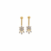 Gold CZ Flower Drop Earrings – White Background