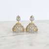 Gold CZ Jhumka Earrings on White Marble