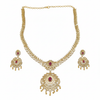 Gold CZ Necklace Set White Background - Ruby