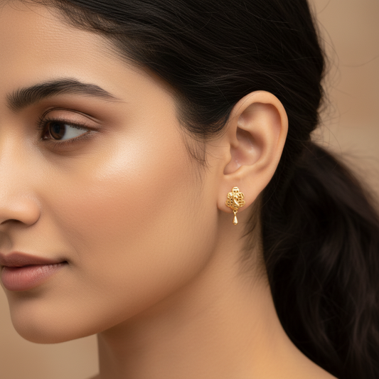 Gold Floral Drop Studs
