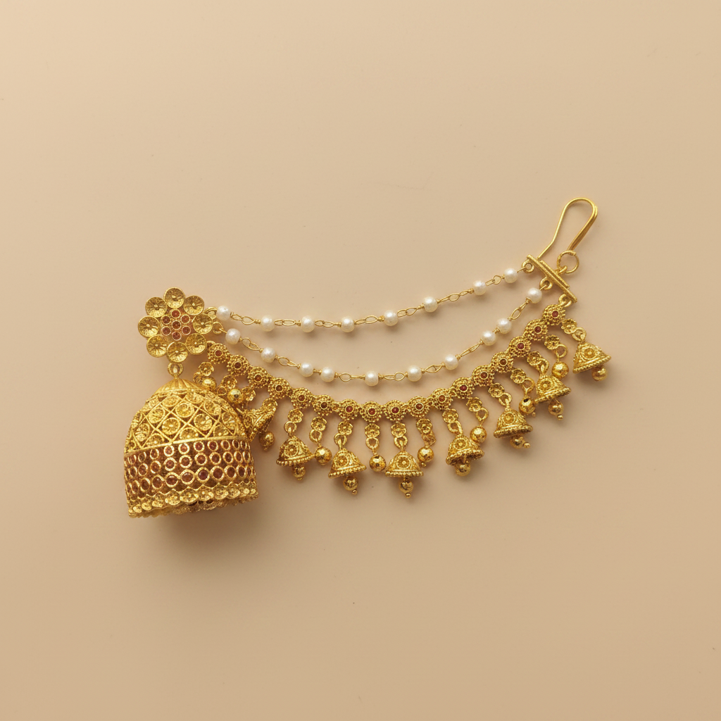 Gold Jhumka Earring Lifestyle Photo