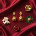 Gold Jhumka Flat Lay with Cultural Context