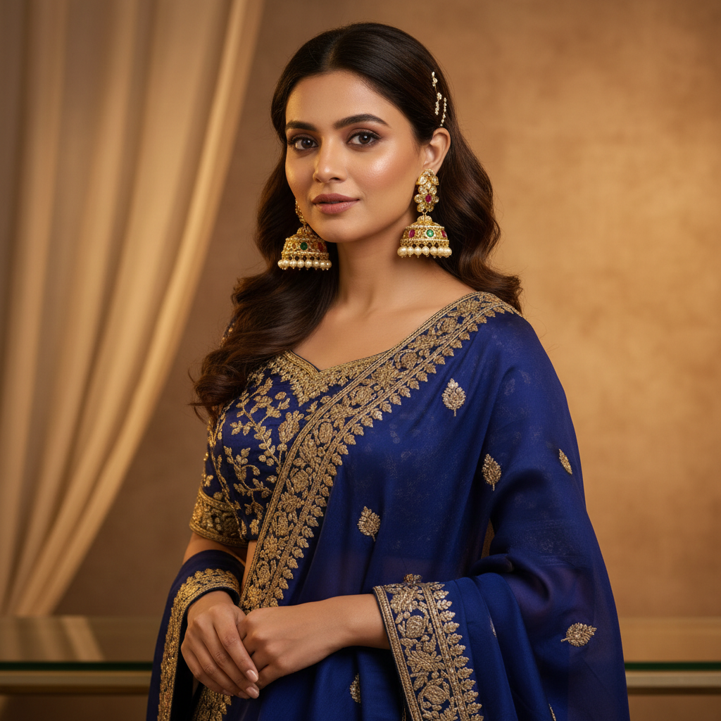 Gold Kundan Pearl Jhumka – Lifestyle Model
