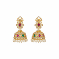 Gold Kundan Pearl Jhumka –