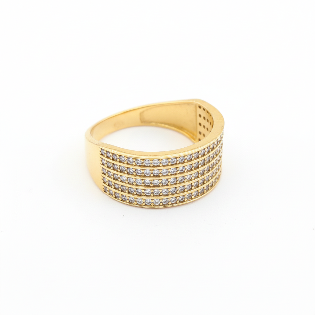 Men's 5-Row Pave Gold Ring