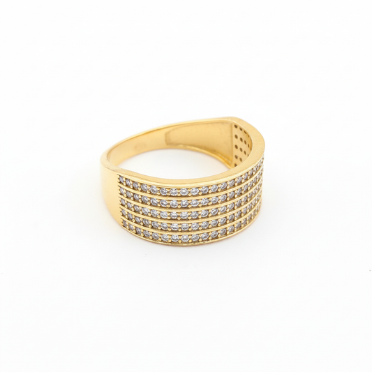 Men's 5-Row Pave Gold Ring