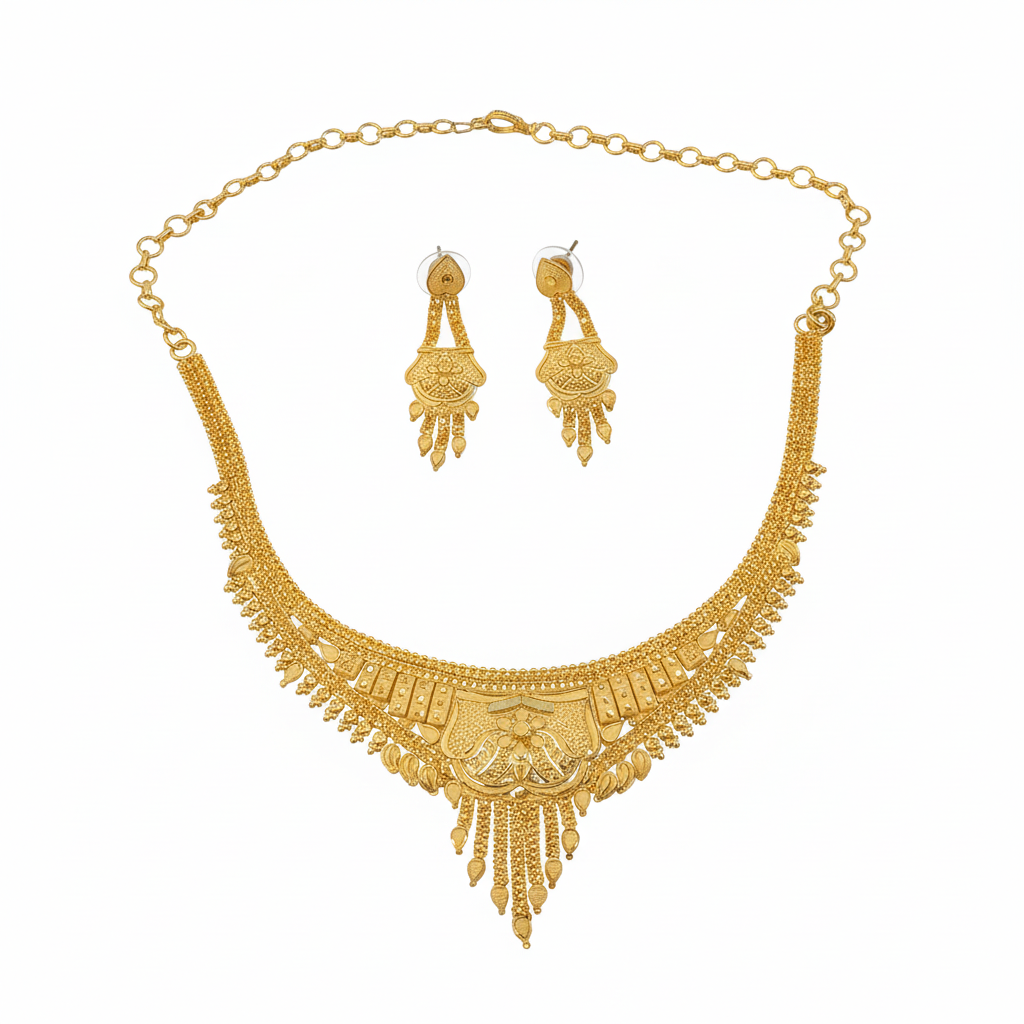 Gold Necklace Set - White Background