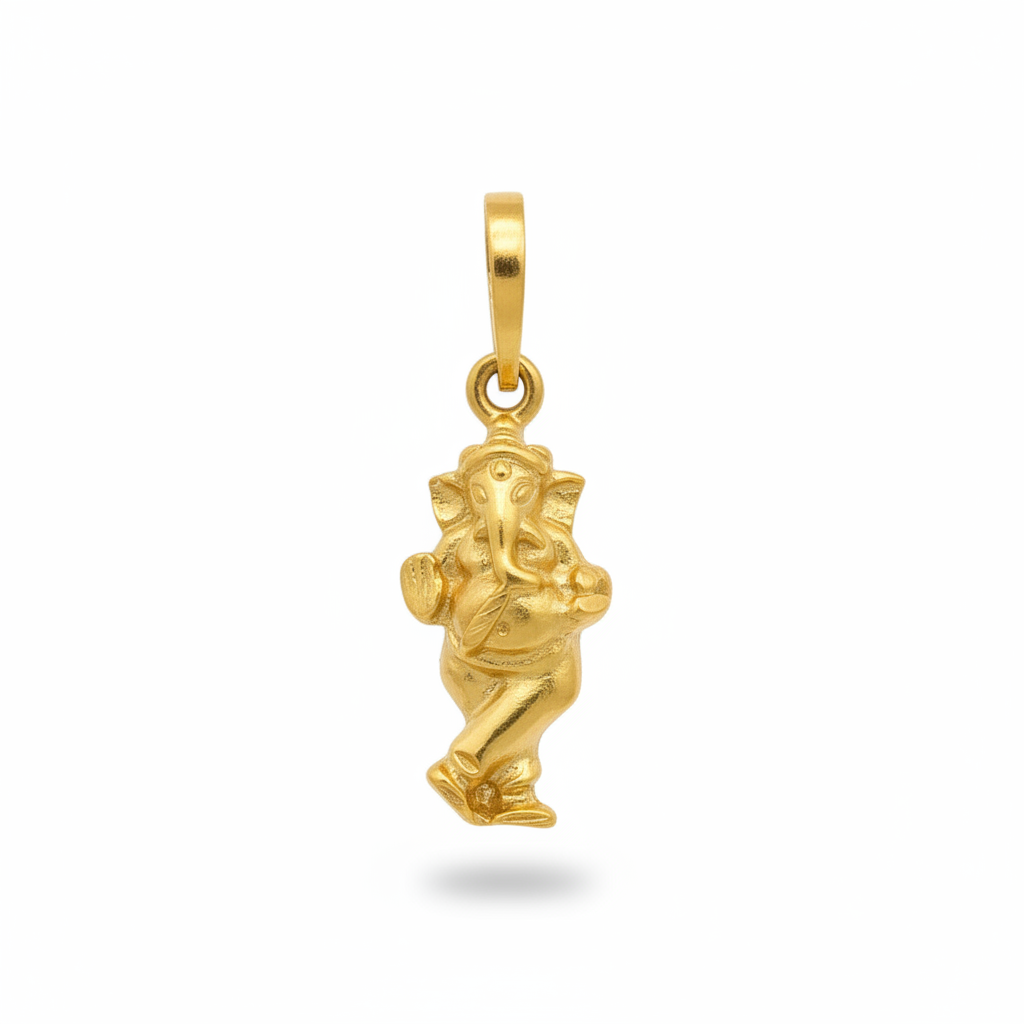 Gold Plated Ganpati Bappa Locket - White Background