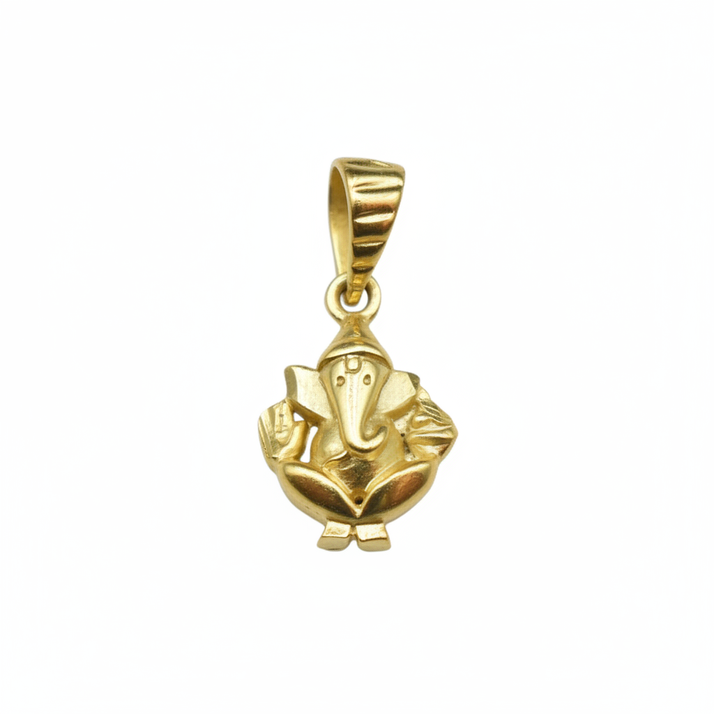 Gold Plated Lord Ganesh Locket - White Background