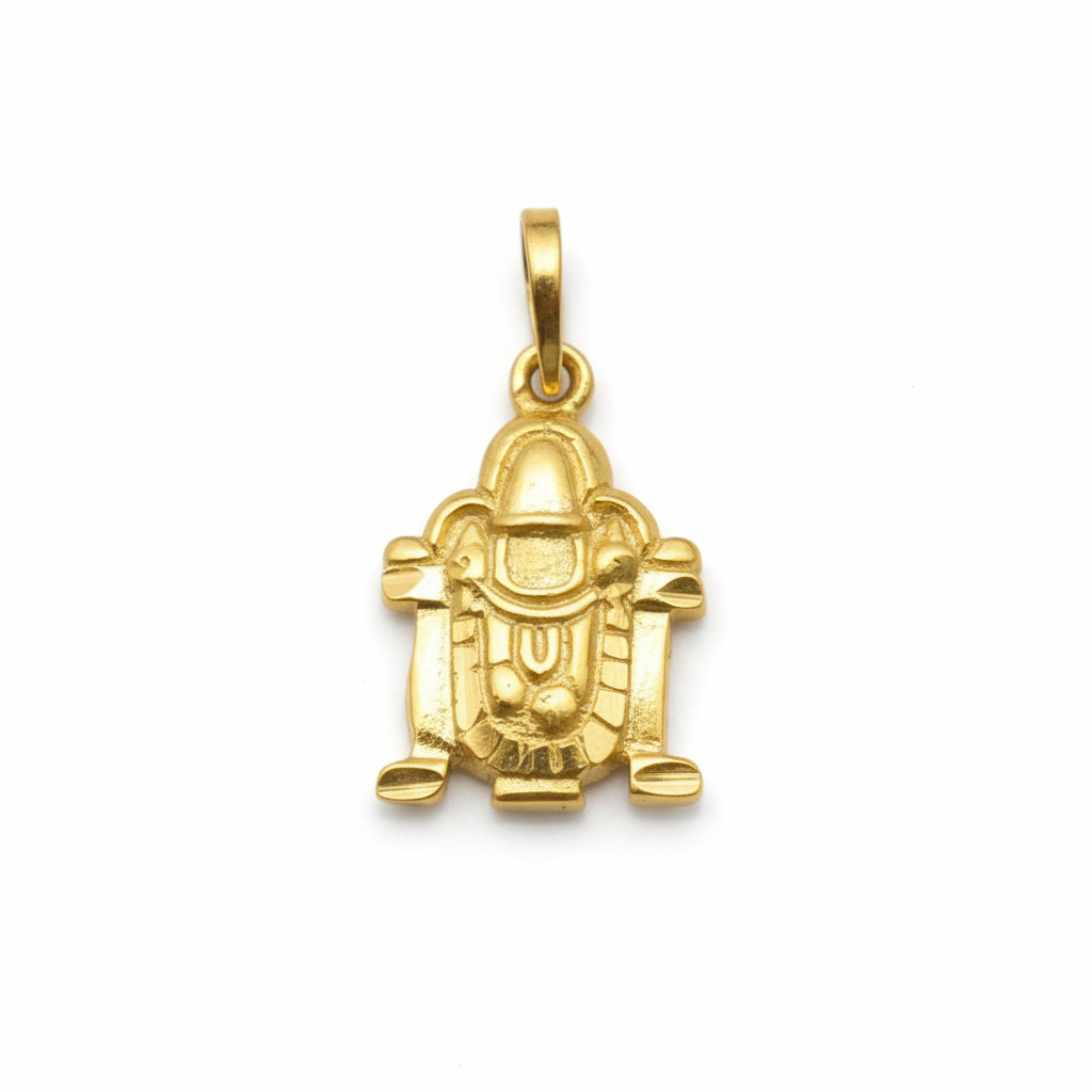 Gold Plated Tirupati Balaji Locket - White Background