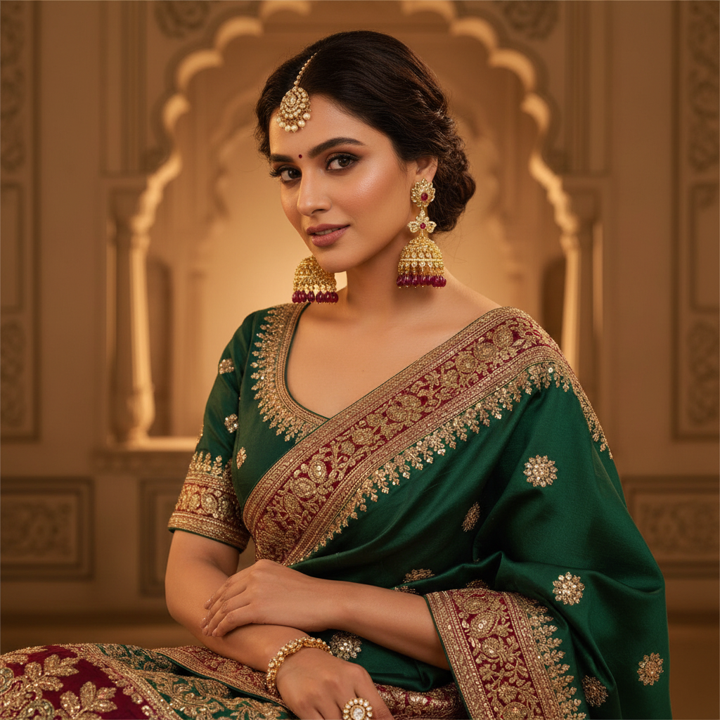 Gold Polki Ruby Jhumka – Lifestyle Model