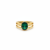 Gold Ring with Emerald Green Stone – White Background