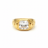 Gold Ring with White Crystal - Front View