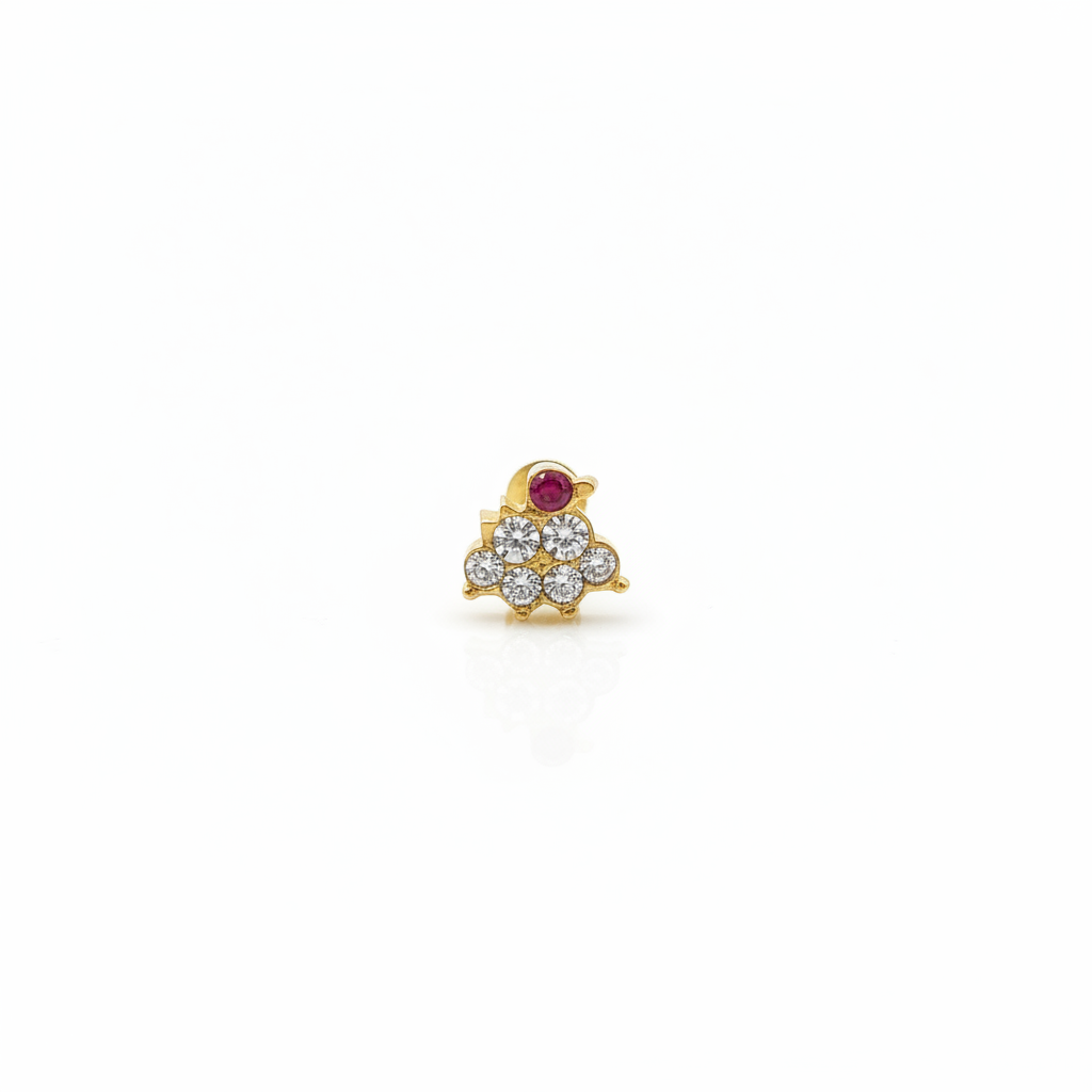 Gold Ruby CZ Stud - Front