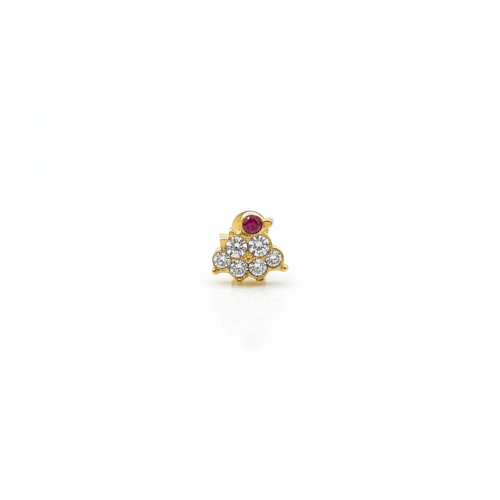 Gold Ruby CZ Stud - Front