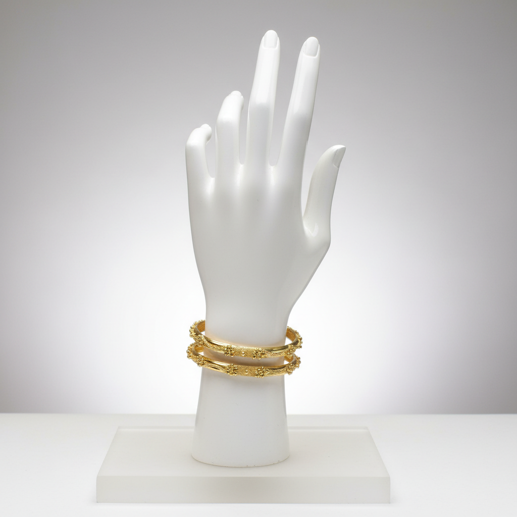 Gold Textured Bangles on Mannequin