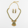Green Stone Necklace Set Flat Lay White Background