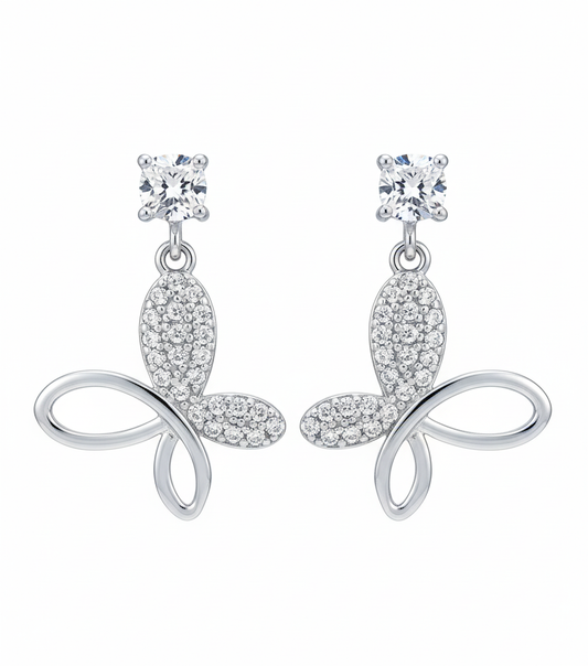 925 Silver Infinity Loop Earrings with Crystal Studs