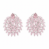 Pink Leaf Chandelier Earrings White Background Studio Shot