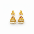 Flat lay - Matt Finish Polki Jhumka - Ruby bead variant