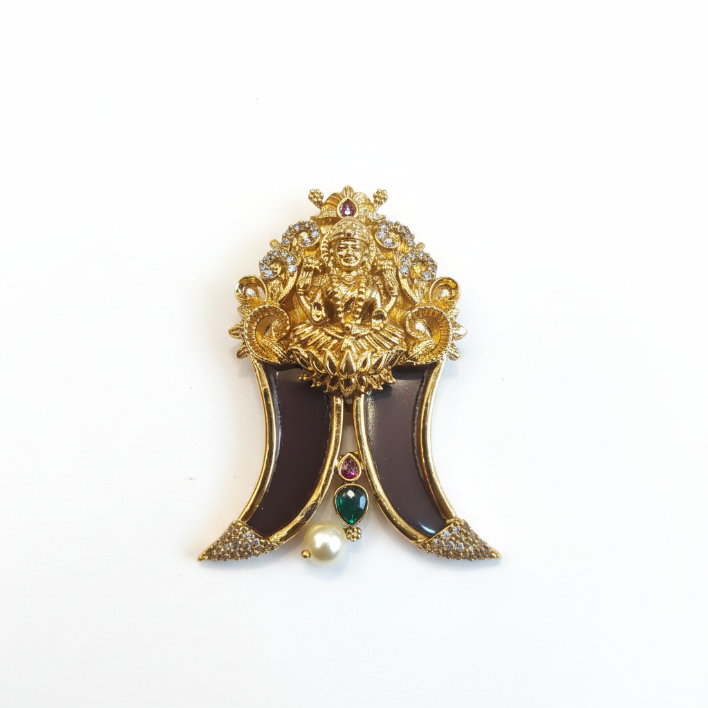 Antique Lakshmi Puligoru Locket for Men - 24K Gold Plated Devotional Pendant