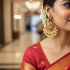 Jadau Kempu Chandbali Earrings - Bridal Model Shot