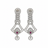 CZ Open Fan Chandelier Earrings - Silver Rhodium Finish White Background Studio Shot