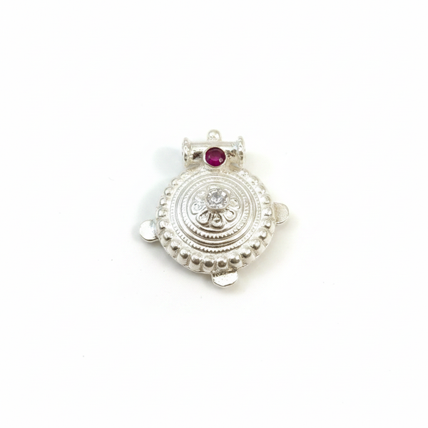 Round Engraved Pustal Pendant - White Background