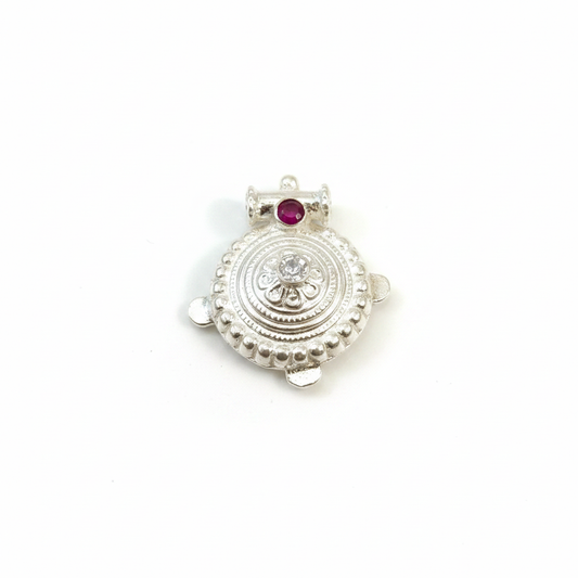 Round Engraved Pustal Pendant - White Background
