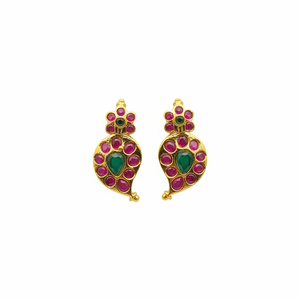Small Kempu Mango Earrings - White Background