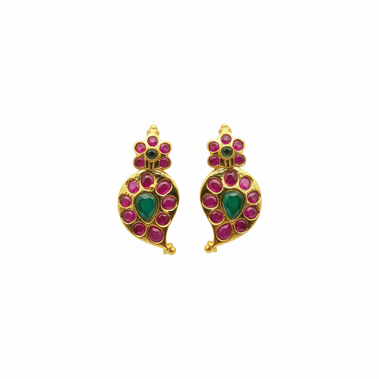 Small Kempu Mango Earrings - White Background
