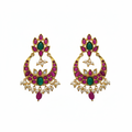 Kempu Chandbali Earrings – white background studio shot