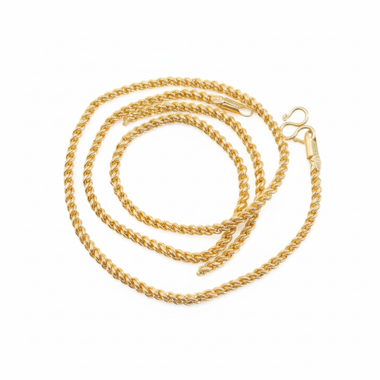 Gold Rope Chain Necklace 18 Inch on white background