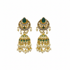 Chandbali Polki Jhumki Green - white background