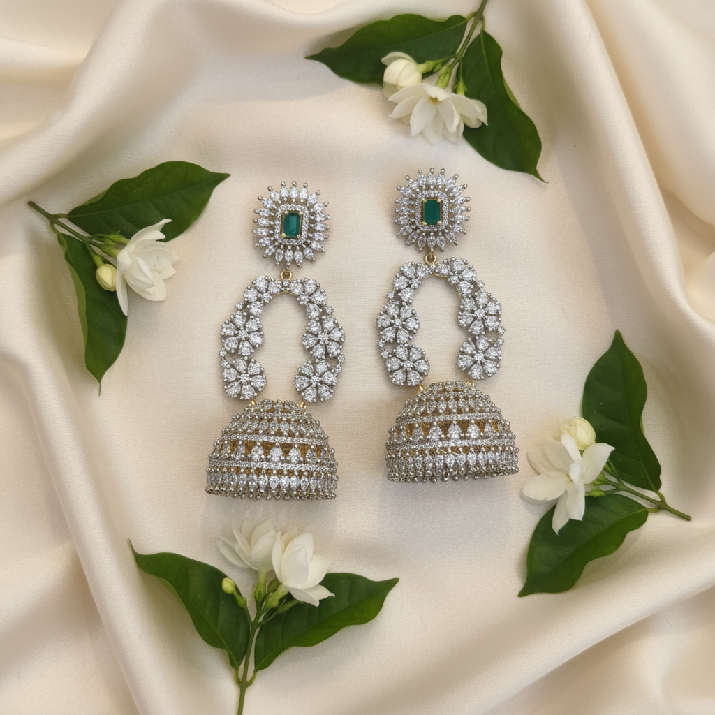 CZ Diamond Chandbali Jhumka – lifestyle