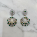 CZ Triple Crescent Chandbali Earrings - Flat Lay Marble