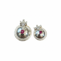 Silver Pearl Bottu Connector - White Background