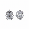 White CZ Leaf Chandelier Earrings White Background Studio Shot