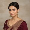 Model wear - Ruby Pink Chandbali Jhumka