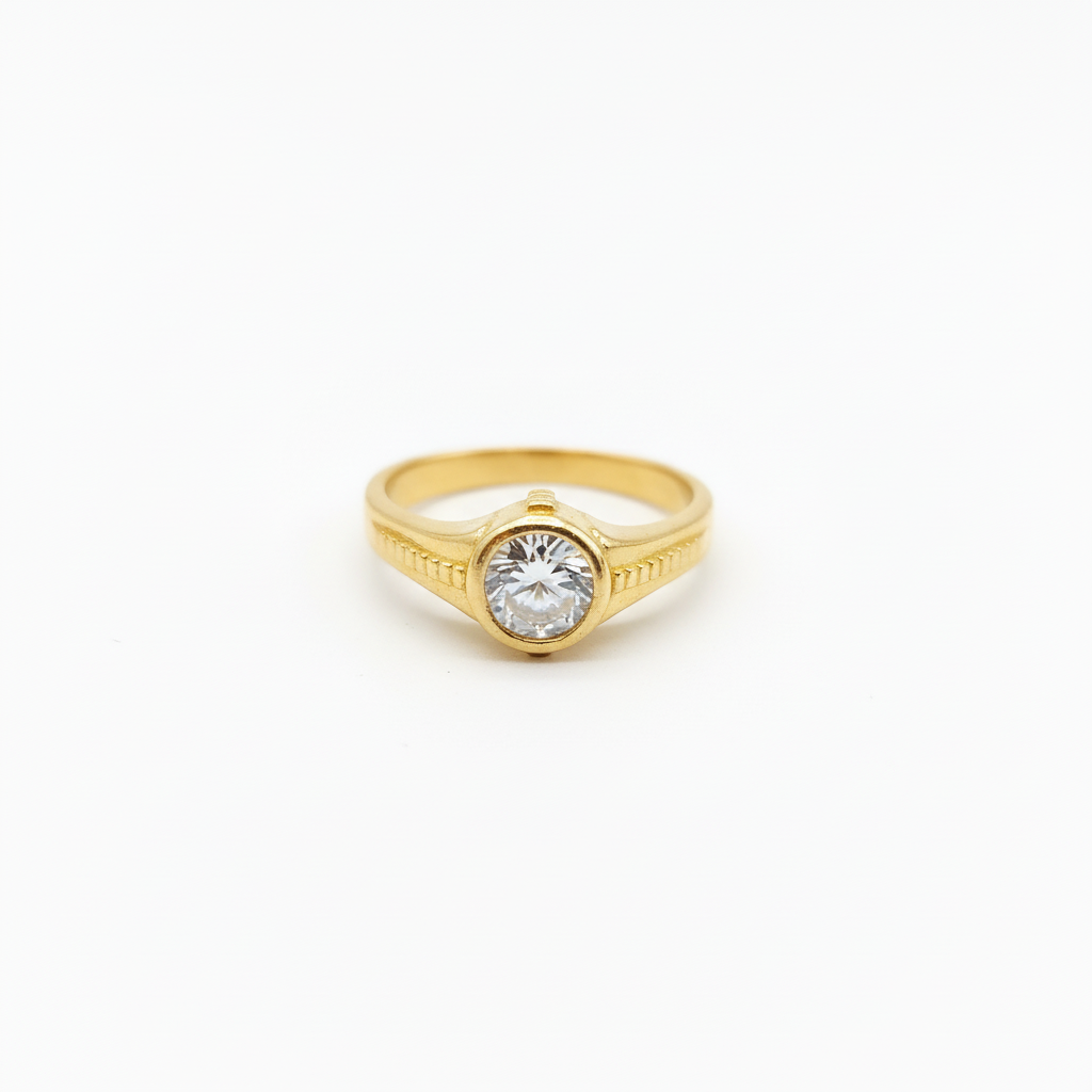 Panchaloha Crystal Solitaire Ring on white background