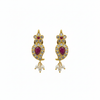 Polki CZ Teardrop Mango Studs - Ruby Variant - White Background Hero