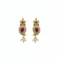 Polki CZ Teardrop Mango Studs - Ruby Variant - White Background Hero