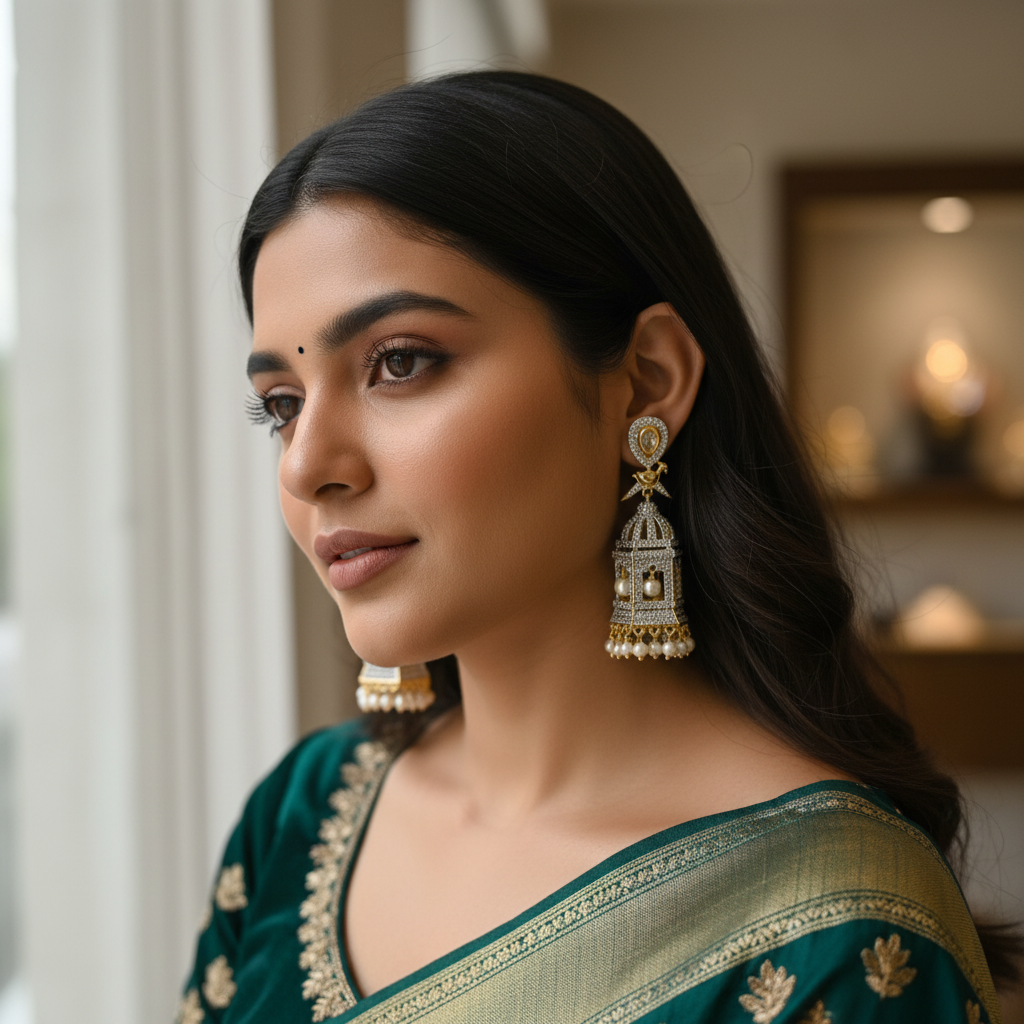 Pearl Jhumka – lifestyle model wear