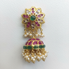 Star Flower Emerald Kundan Jhumka - Macro Gemstone Detail
