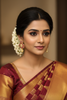 South Indian model wearing Handmade Kempu Duck Swan Earrings