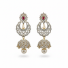 CZ Chandbali Jhumka Ruby Pink - White Background
