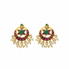 Chandra Surya Vanka Kempu Earrings - White Background