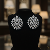 White CZ Leaf Chandelier Earrings Velvet Display Mood Shot