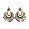 Jadau Kundan Chandbali Earrings - White Background Studio Shot