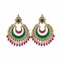 Jadau Kundan Chandbali Earrings - White Background Studio Shot